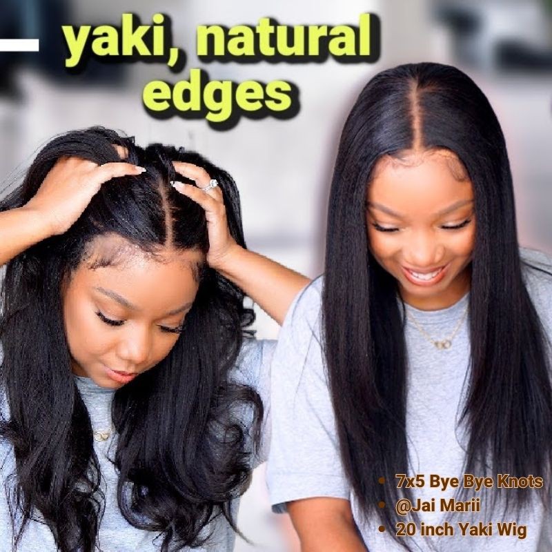 Youtuber's Same | Nadula Yaki Straight 7x5 Bye Bye Knots Put and Go Glueless Lace Wig Light Kinky Straight
