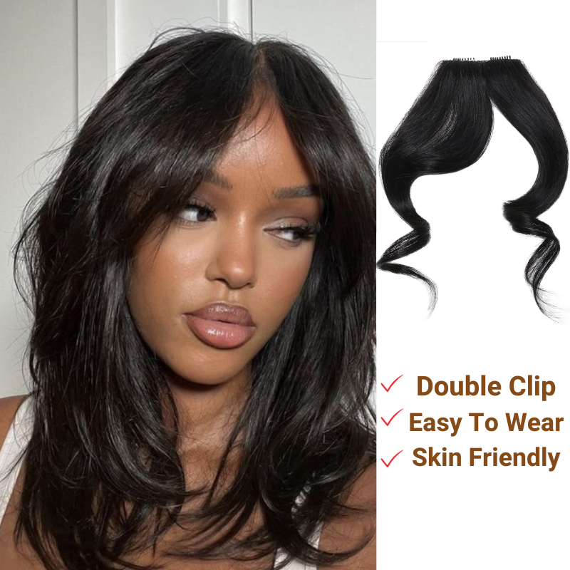 Nadula 0.5x2.5 Clip In Human Hair Curtain Bangs Double Clip 100