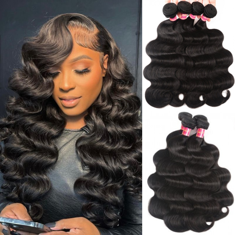 Nadula Soft Brazilian Virgin Hair Body Wave 4 Bundles Natural