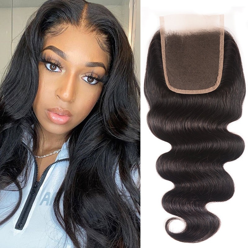 Nadula Body Wave 4x4 Lace Closure Three Part Middle Part And Free Part  Virgin Human Hair Lace Closure