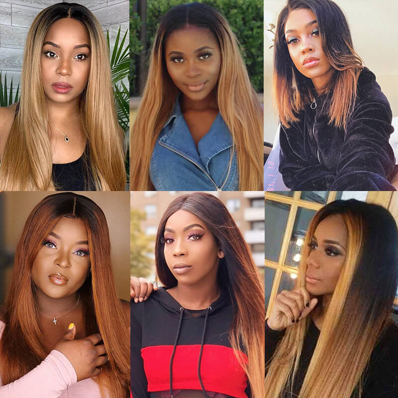 Nadula Cheap Ombre Straight Hair Weave 3 Bundles 3 Tone Color