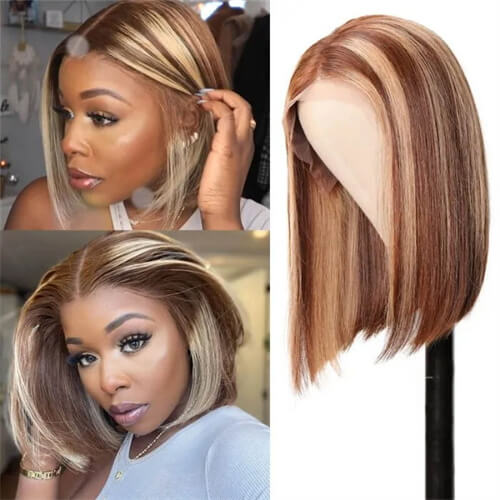 14 inch blonde bob wig