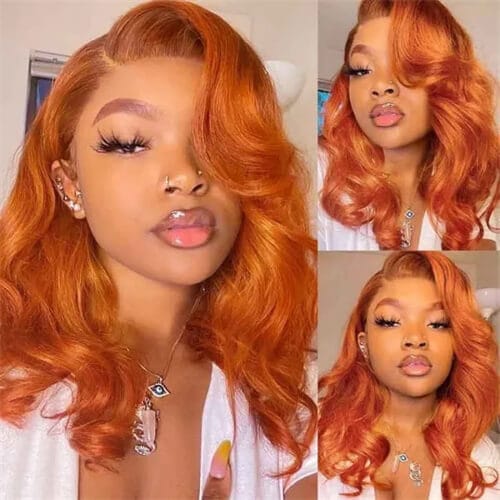 Orange Ginger Lace Part Wig 4x0.75 T Part Body Wave Wig