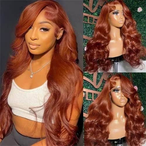 Copper Brown Color Body Wave wig