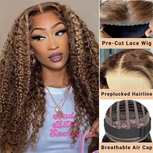 Pre-Cut Lace Wig Wear and Go Honey Blonde Wig