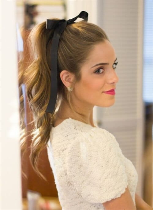 Wrapped Ponytail with Ribbon