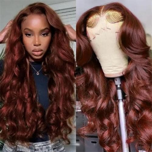 #33 red brown body wave wig