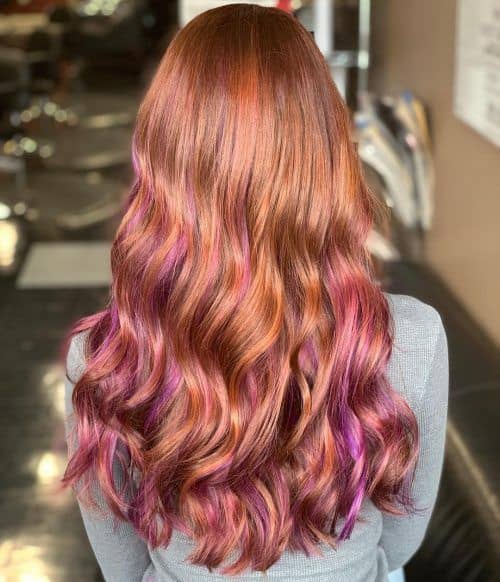  Strawberry Blonde with Purple Highlights