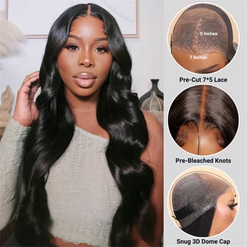 body wave invisible knots wig