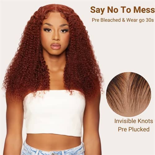 pre cut lace Wear and Go Reddish Brown Wig