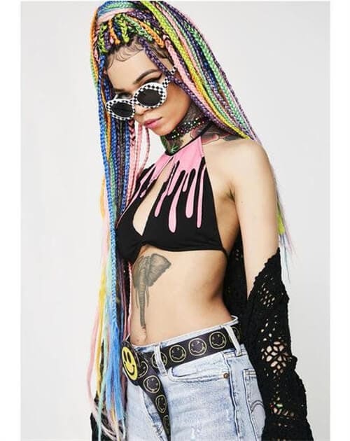 rainbow peekaboo braids