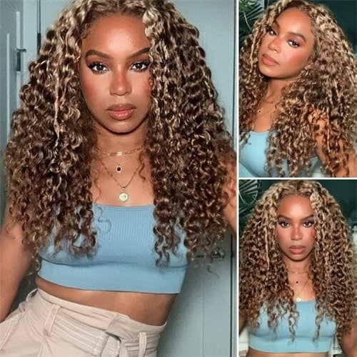 Highlight Brown Curly Lace Front Wigs