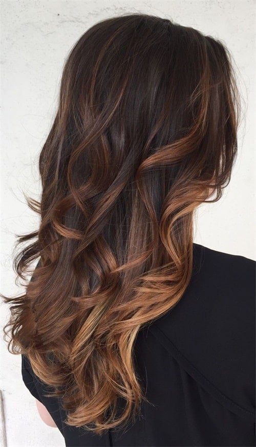 Dark brown to caramel Ombre hair color