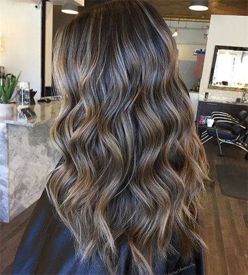 If you're looking for dark mushroom brown hair, ask your stylist to blend the chocolate low light into the off-white undertone.