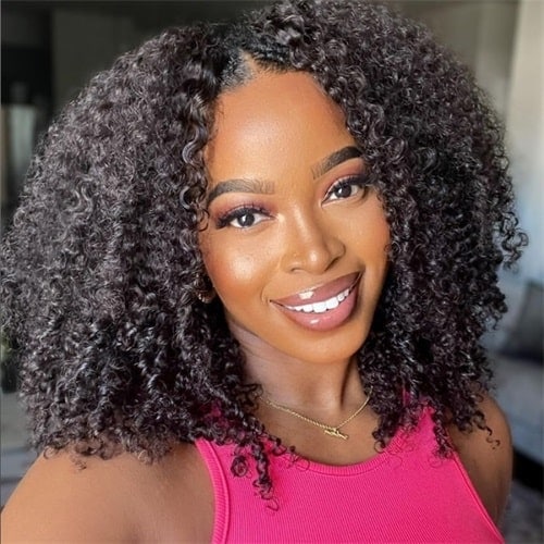 kinky curly V part wig