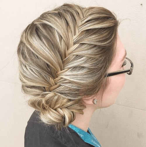 relaxed fishtail updo