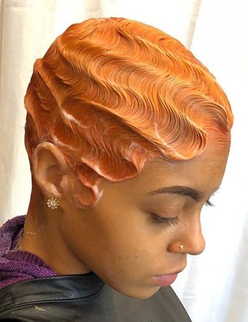 orange finger wave wig