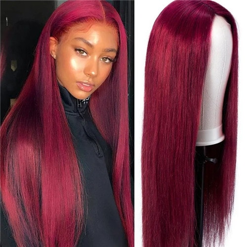 burgundy lace closure wig
