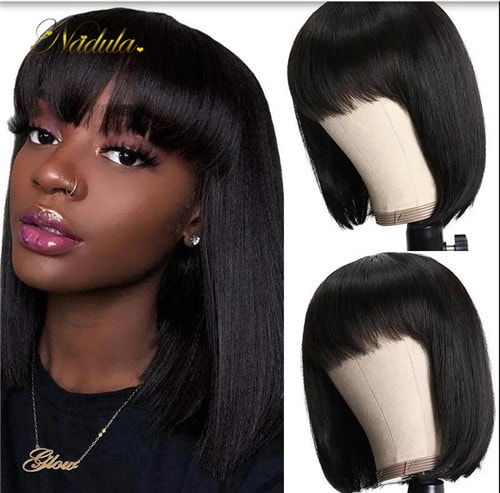 lace front bob wigs with bangs
