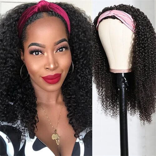 Afro Curly Human Hair 3/4 Half Wig