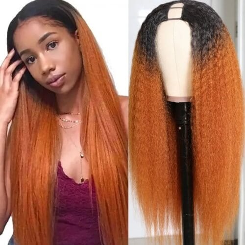nadula kinky straight hair wigs ombre orange wig will lead the fashion