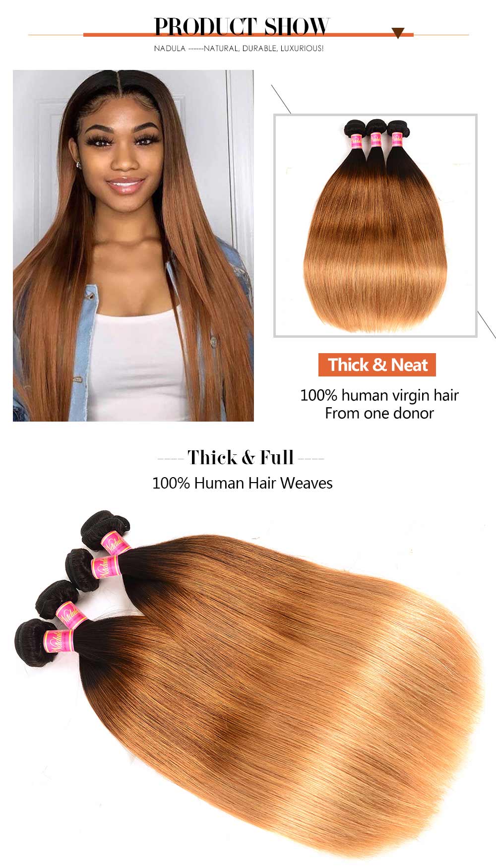 Straight Ombre Hair Weave 3 Tone Color