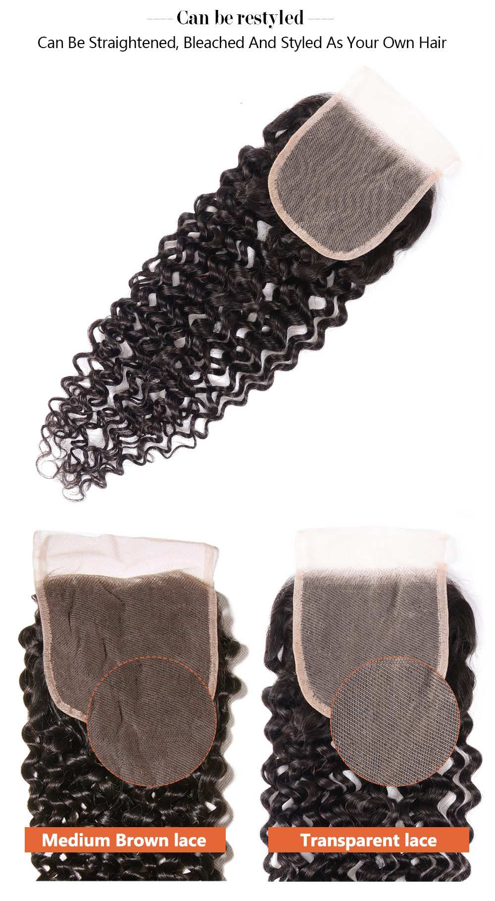 4X4 Transparent Lace Closure Jerry Curly Hair Human Hair