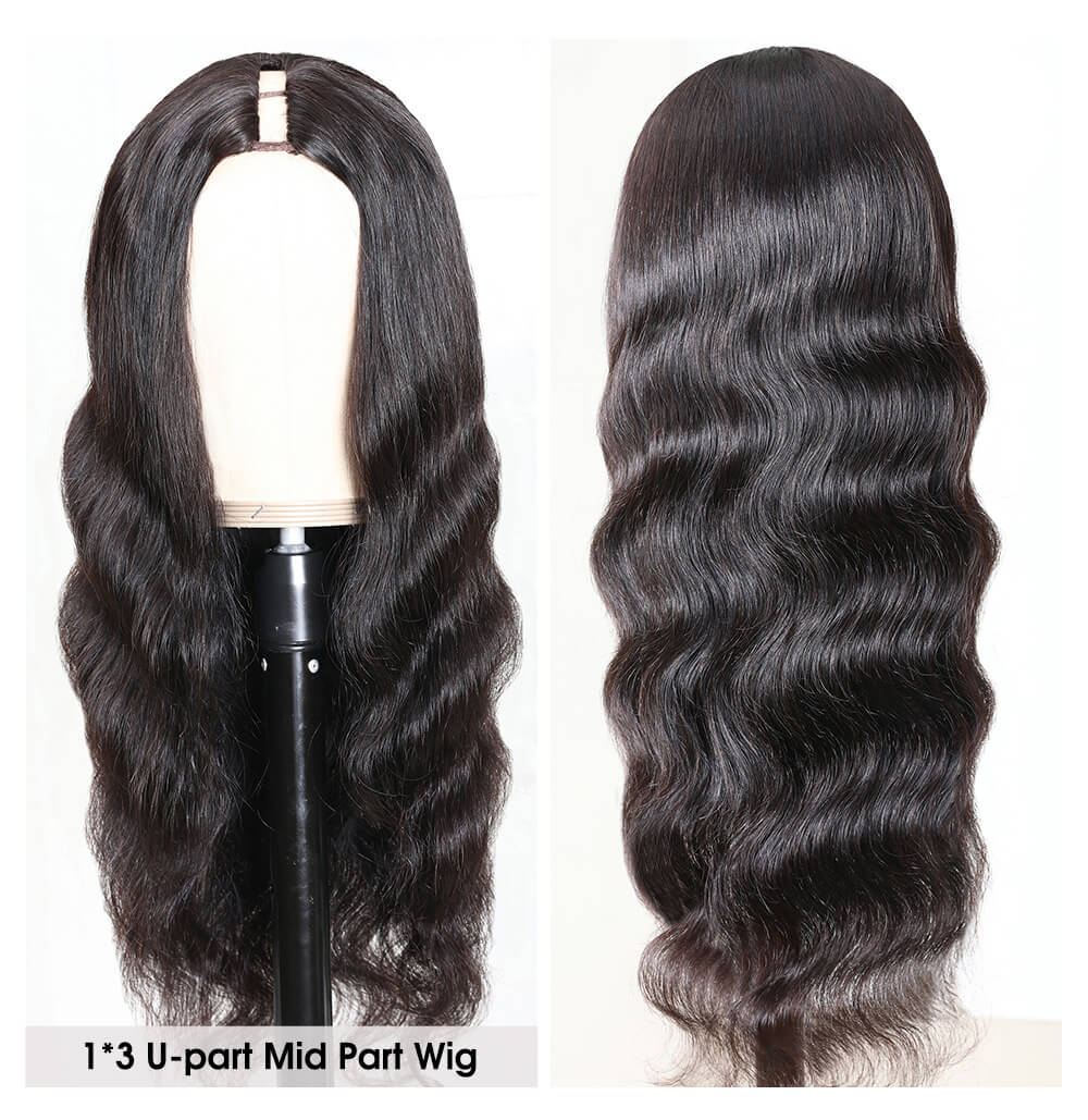 Nadula U Part Wig Body Wave Upgrade U Part Human Hair Wigs 150% Density Natural Looking Hairline
