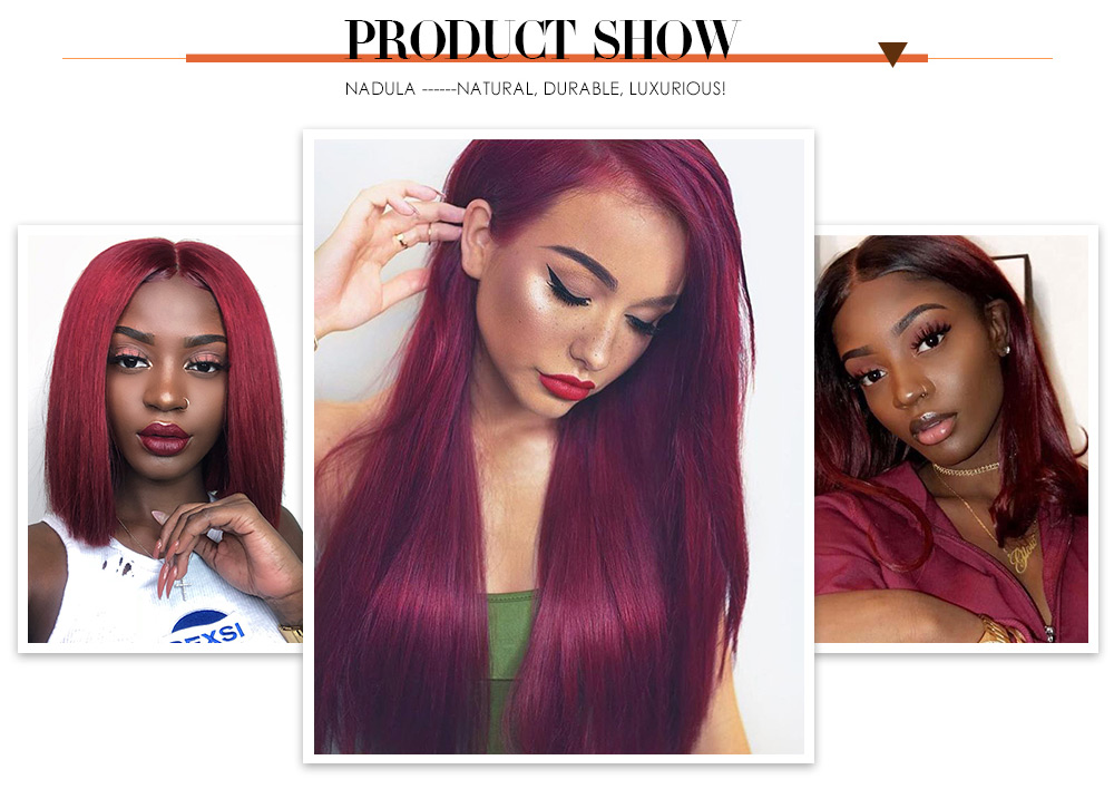 Nadula Lace Closure Wig 99j Wig Long Straight Wig Burgundy Red Wig Invisible Knots Human Hair Wigs