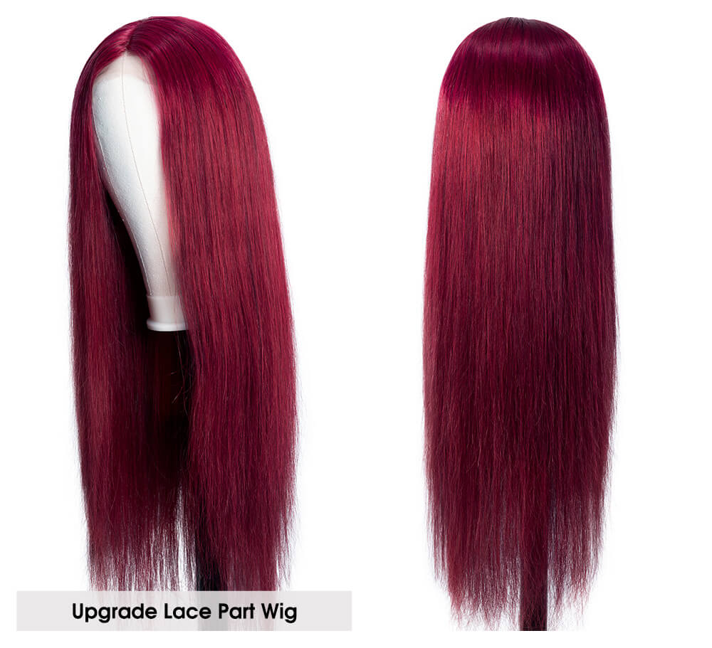 Nadula Lace Closure Wig 99j Wig Long Straight Wig Burgundy Red Wig Invisible Knots Human Hair Wigs