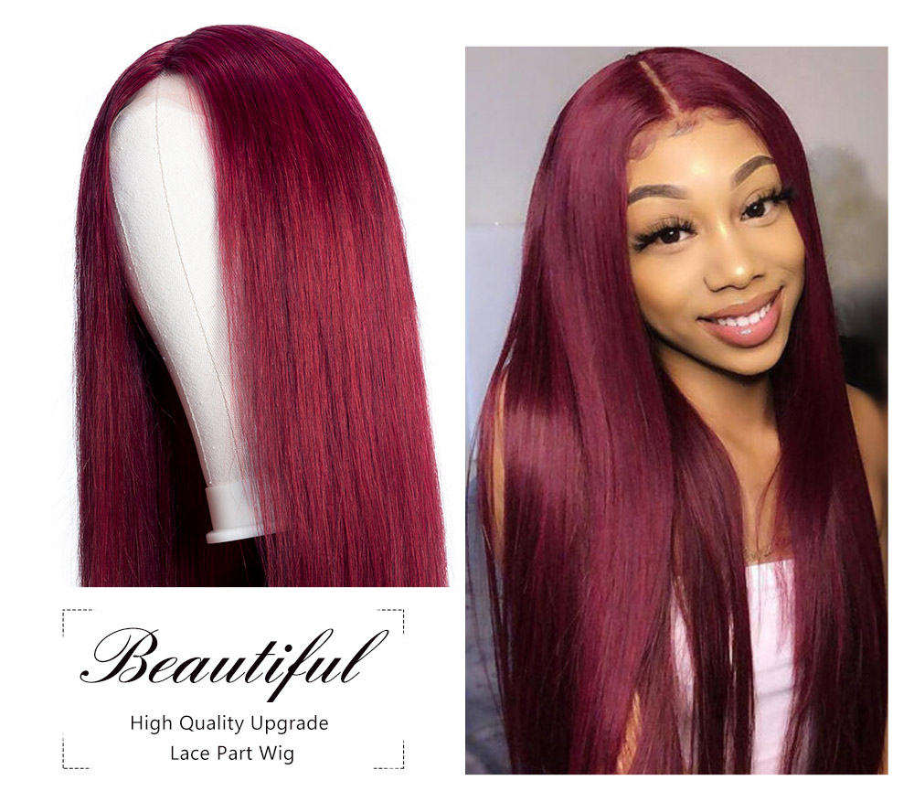 Nadula Lace Closure Wig 99j Wig Long Straight Wig Burgundy Red Wig Invisible Knots Human Hair Wigs