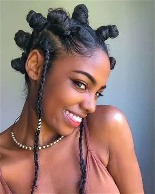 Bantu Knots and with Fulani braids