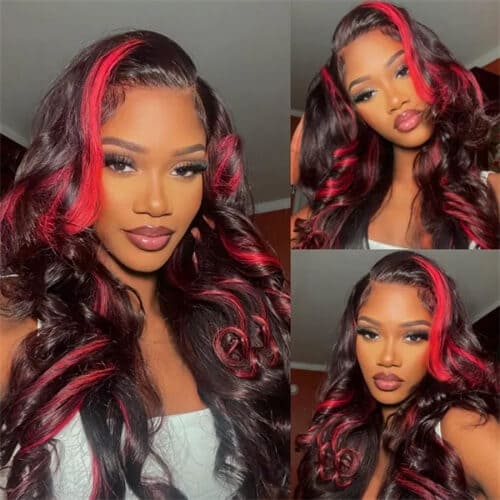 Body Wave Rose Red Highlight Wig