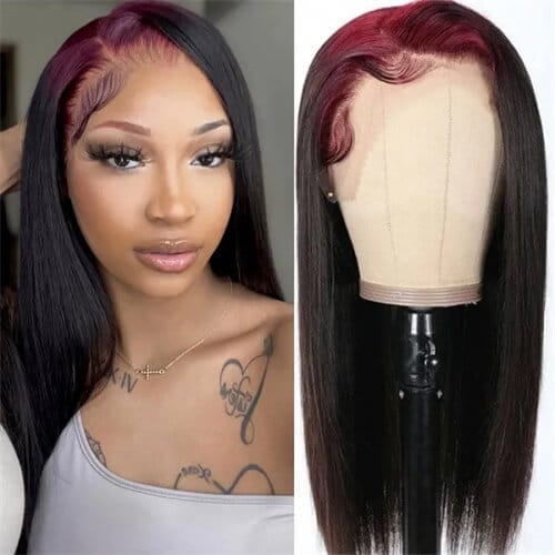 Straight Burgundy And Black Wigs