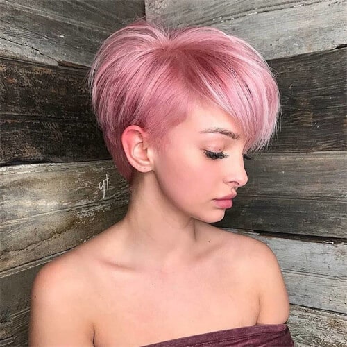 Sexy Pink Short Buzz Cut Hairstyle