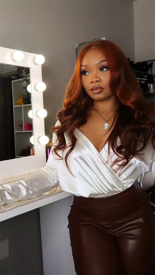 copper color body wave hair