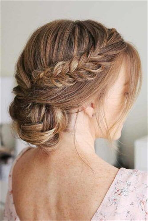 Loose French Halo Braids With Bun