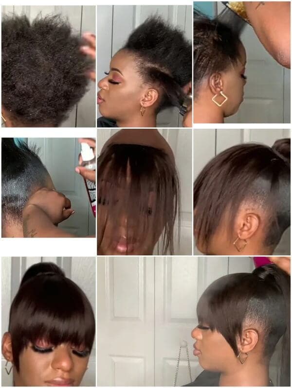 make a quick bang with a ponytail step by step