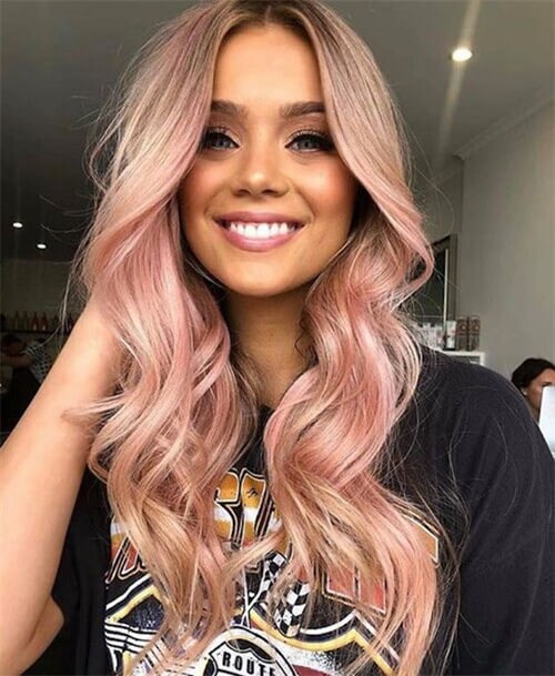 Blonde And Pink Wavy Wigs