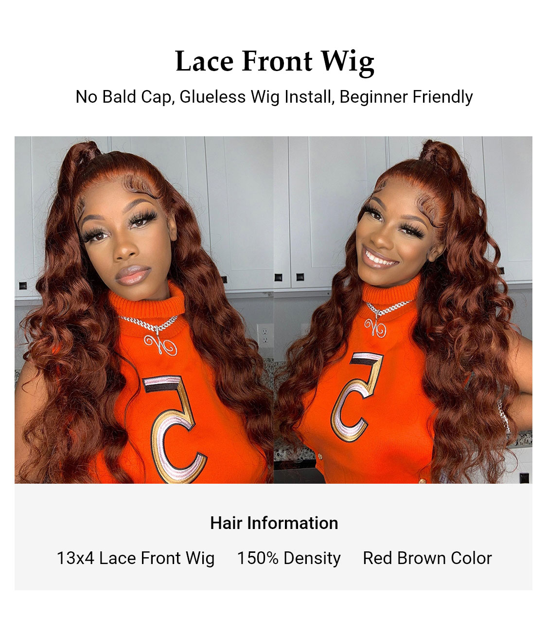 Nadula Auburn Body Wave Human Hair Wig Pre Plucked 13x4 Lace Front Colored  Wigs For Women