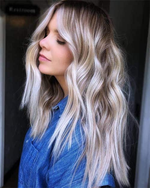 Platinum Grey Balayage on Blonde Hair